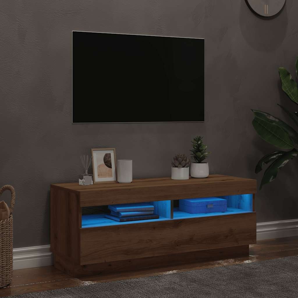 VidaXL Tv-meubel met LED 100x35x40 cm bewerkt hout artisanaal eiken