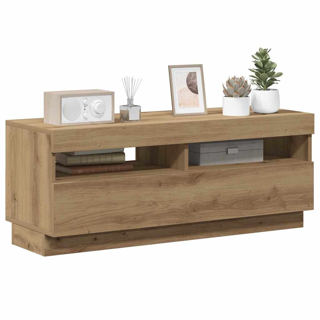 VidaXL Tv-meubel met LED 100x35x40 cm bewerkt hout artisanaal eiken
