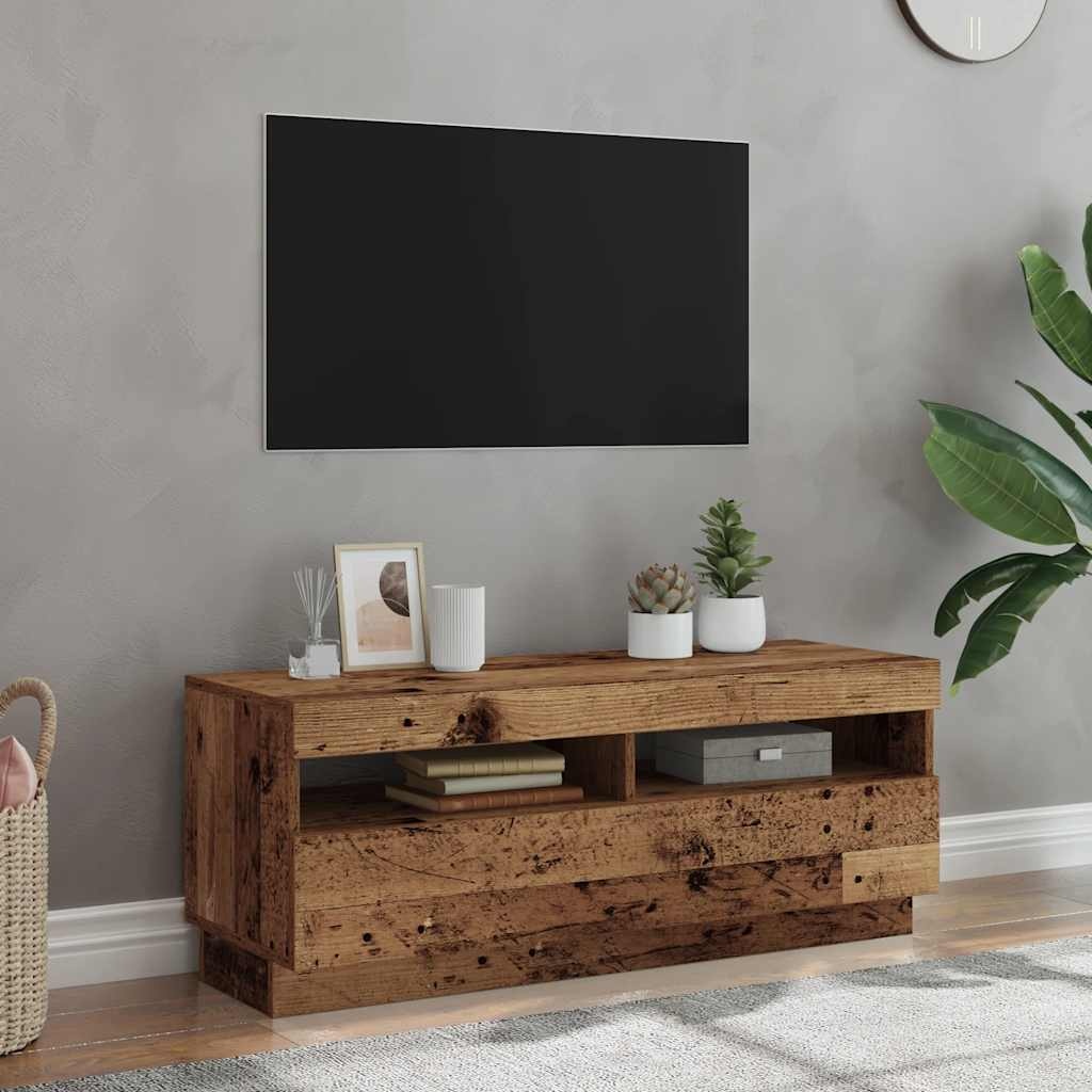 VidaXL Tv-meubel met LED 100x35x40 cm bewerkt hout oud hout