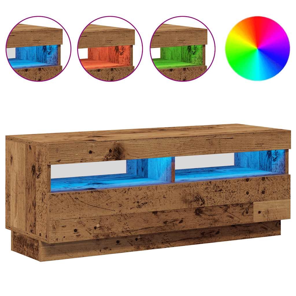 VidaXL Tv-meubel met LED 100x35x40 cm bewerkt hout oud hout
