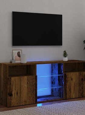 VidaXL Tv-meubel met LED 120x30x50 cm bewerkt hout oud hout
