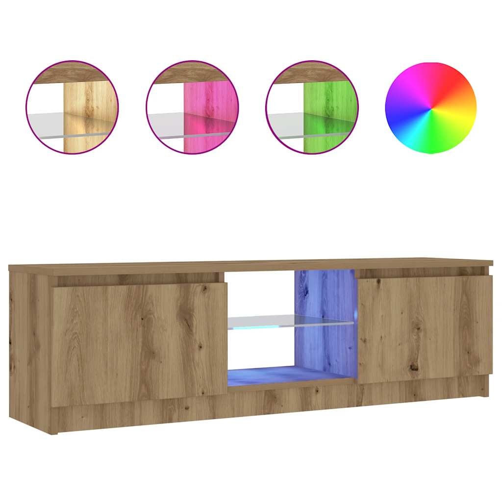 VidaXL Tv-meubel met LED 120x30x36 cm bewerkt hout artisanaal eiken