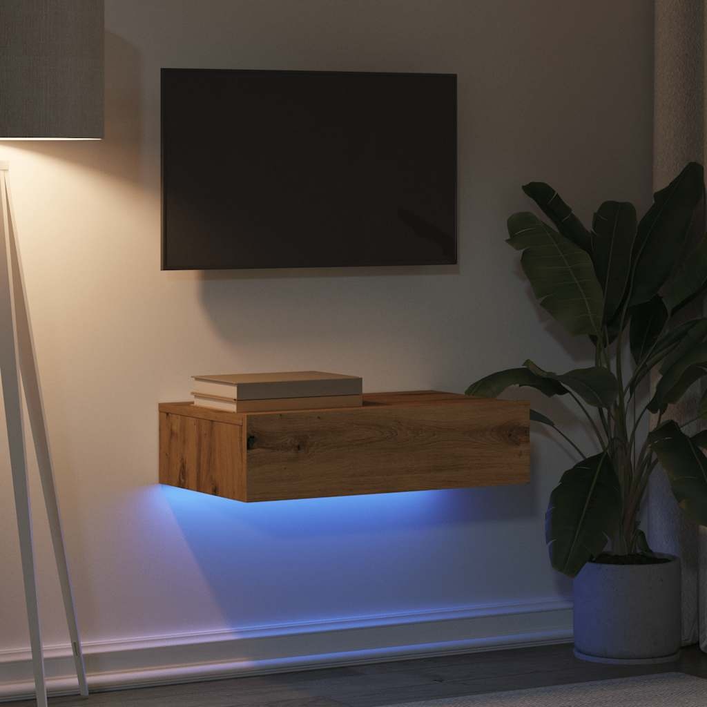 VidaXL Tv-meubel met LED 60x35x15,5 cm artisanaal eikenkleur