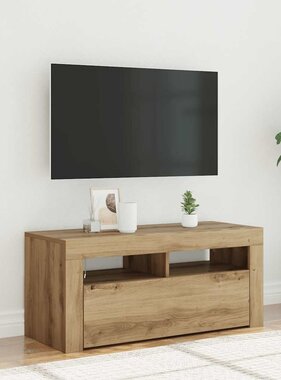 VidaXL Tv-meubel met LED 90x35x40 cm bewerkt hout artisanaal eiken