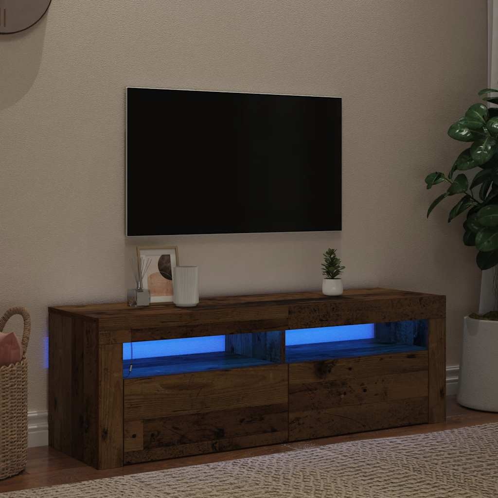 VidaXL Tv-meubel met LED 120x35x40 cm bewerkt hout oud hout
