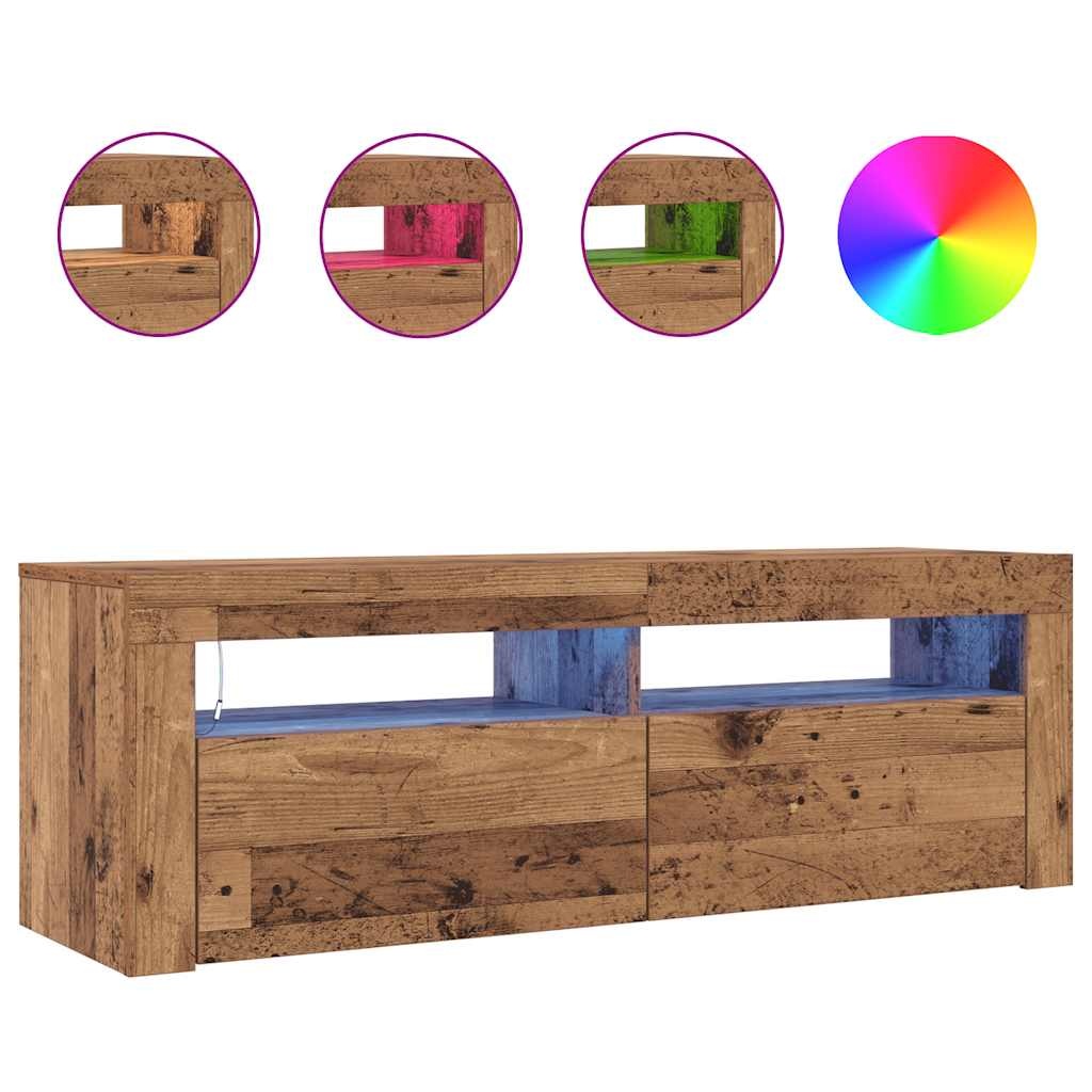 VidaXL Tv-meubel met LED 120x35x40 cm bewerkt hout oud hout