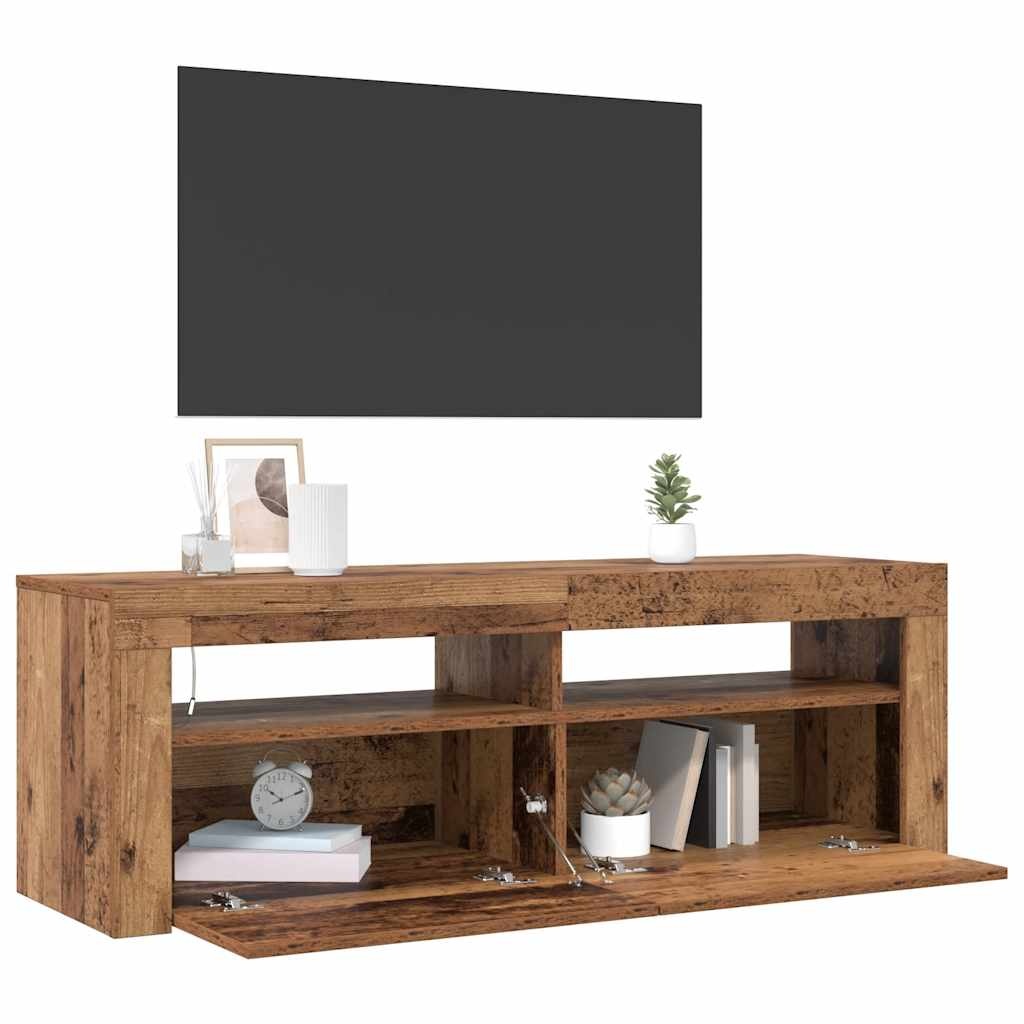 VidaXL Tv-meubel met LED 120x35x40 cm bewerkt hout oud hout