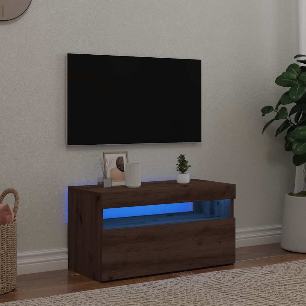 VidaXL Tv-meubel met LED 75x35x40 cm bewerkt hout artisanaal eiken