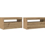 VidaXL Tv-meubel met LED 75x35x40 cm bewerkt hout artisanaal eiken