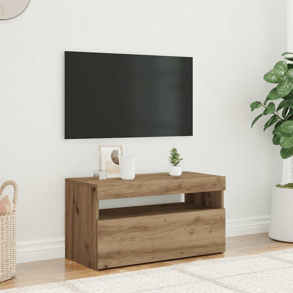 VidaXL Tv-meubel met LED 75x35x40 cm bewerkt hout artisanaal eiken