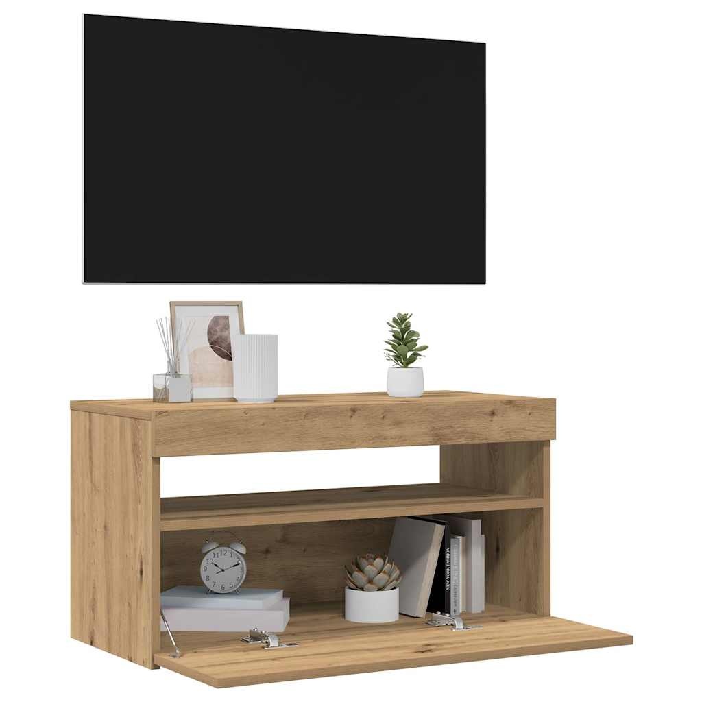 VidaXL Tv-meubel met LED 75x35x40 cm bewerkt hout artisanaal eiken