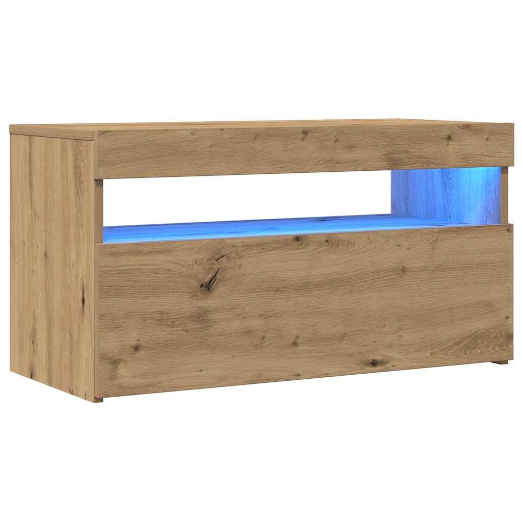 VidaXL Tv-meubel met LED 75x35x40 cm bewerkt hout artisanaal eiken