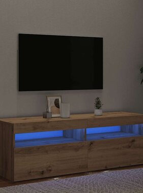 VidaXL Tv-meubel met LED 120x35x40 cm bewerkt hout artisanaal eiken