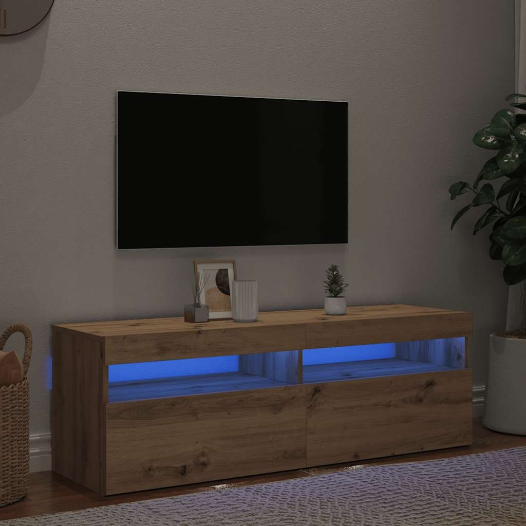 VidaXL Tv-meubel met LED 120x35x40 cm bewerkt hout artisanaal eiken