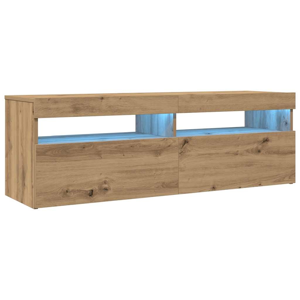 VidaXL Tv-meubel met LED 120x35x40 cm bewerkt hout artisanaal eiken