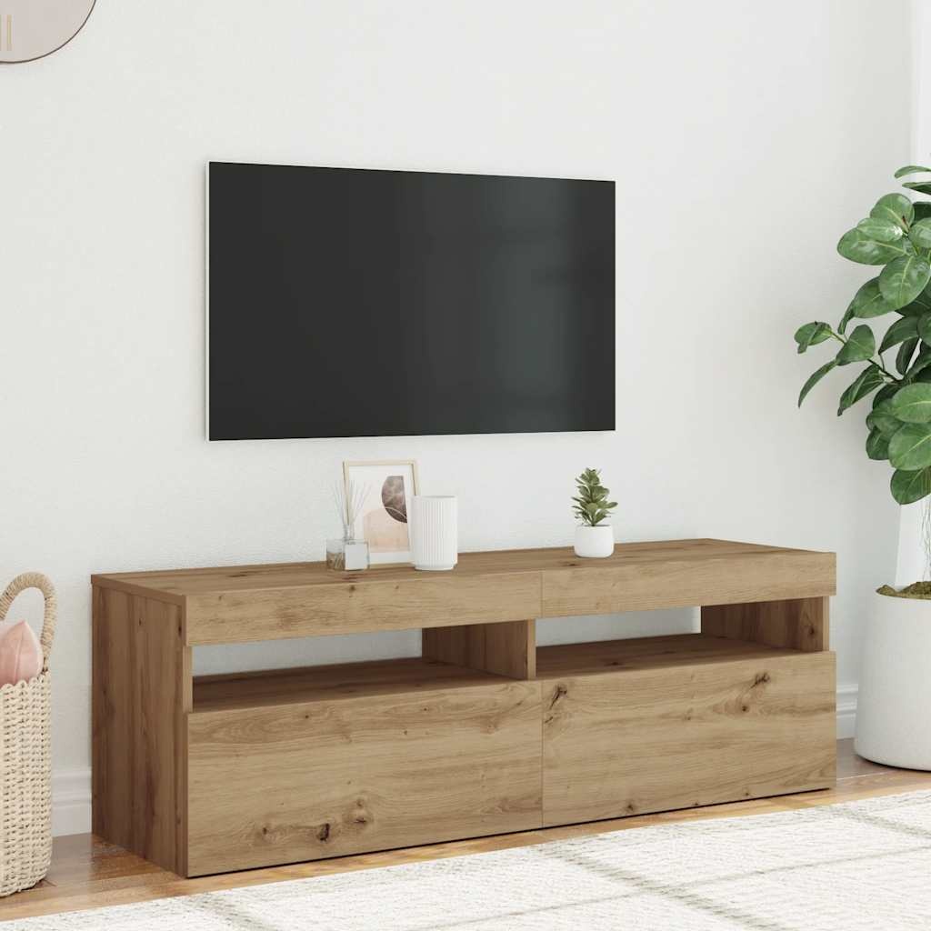 VidaXL Tv-meubel met LED 120x35x40 cm bewerkt hout artisanaal eiken