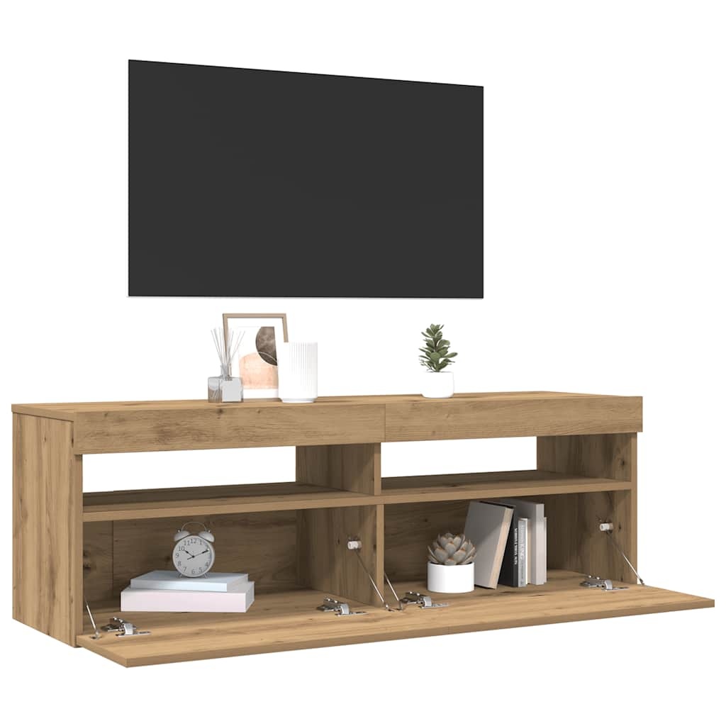 VidaXL Tv-meubel met LED 120x35x40 cm bewerkt hout artisanaal eiken