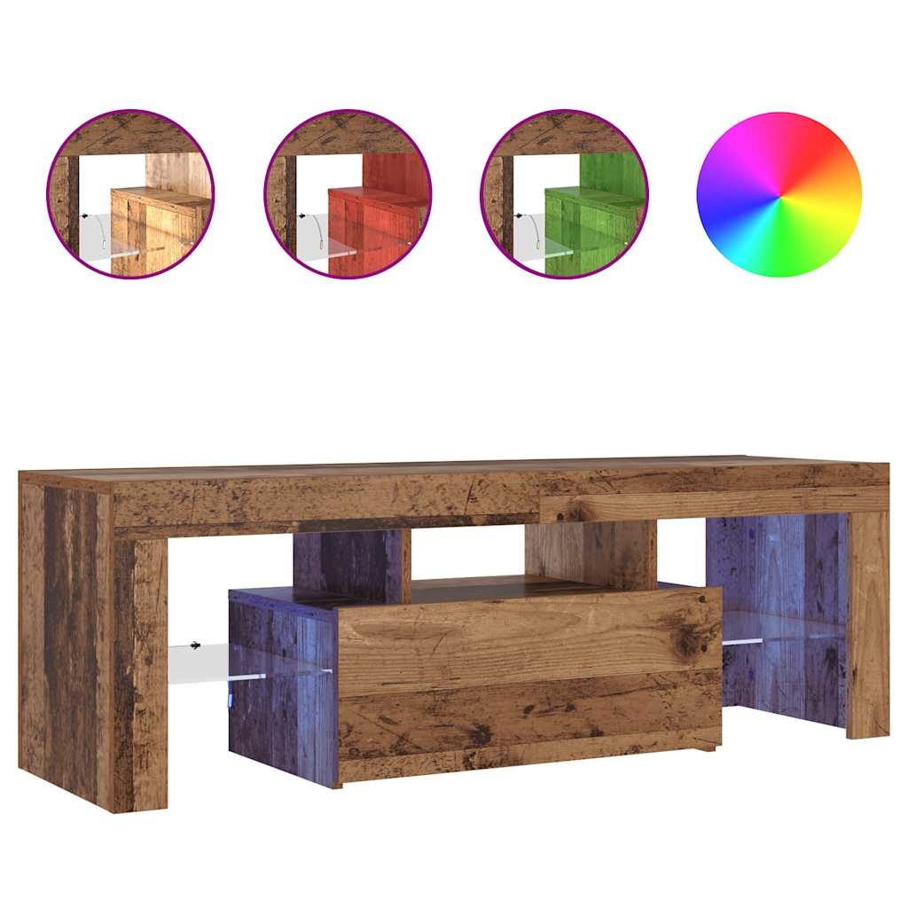 VidaXL Tv-meubel met LED 120x36,5x40 cm bewerkt hout oud hout