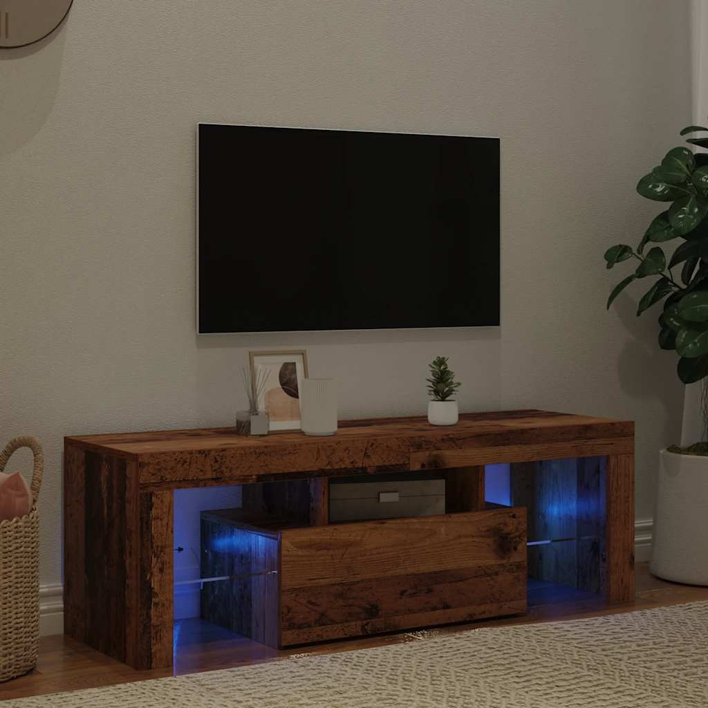 VidaXL Tv-meubel met LED 120x36,5x40 cm bewerkt hout oud hout