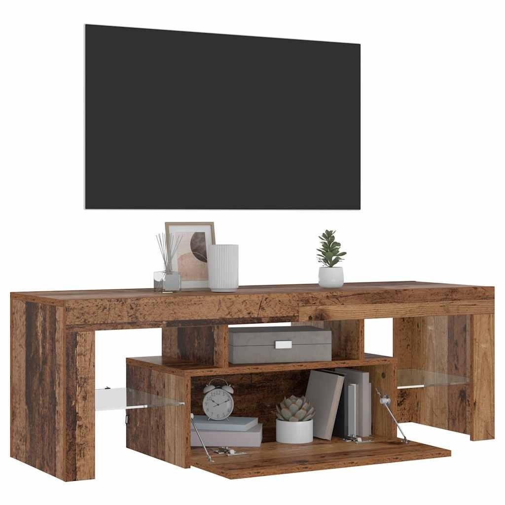 VidaXL Tv-meubel met LED 120x36,5x40 cm bewerkt hout oud hout