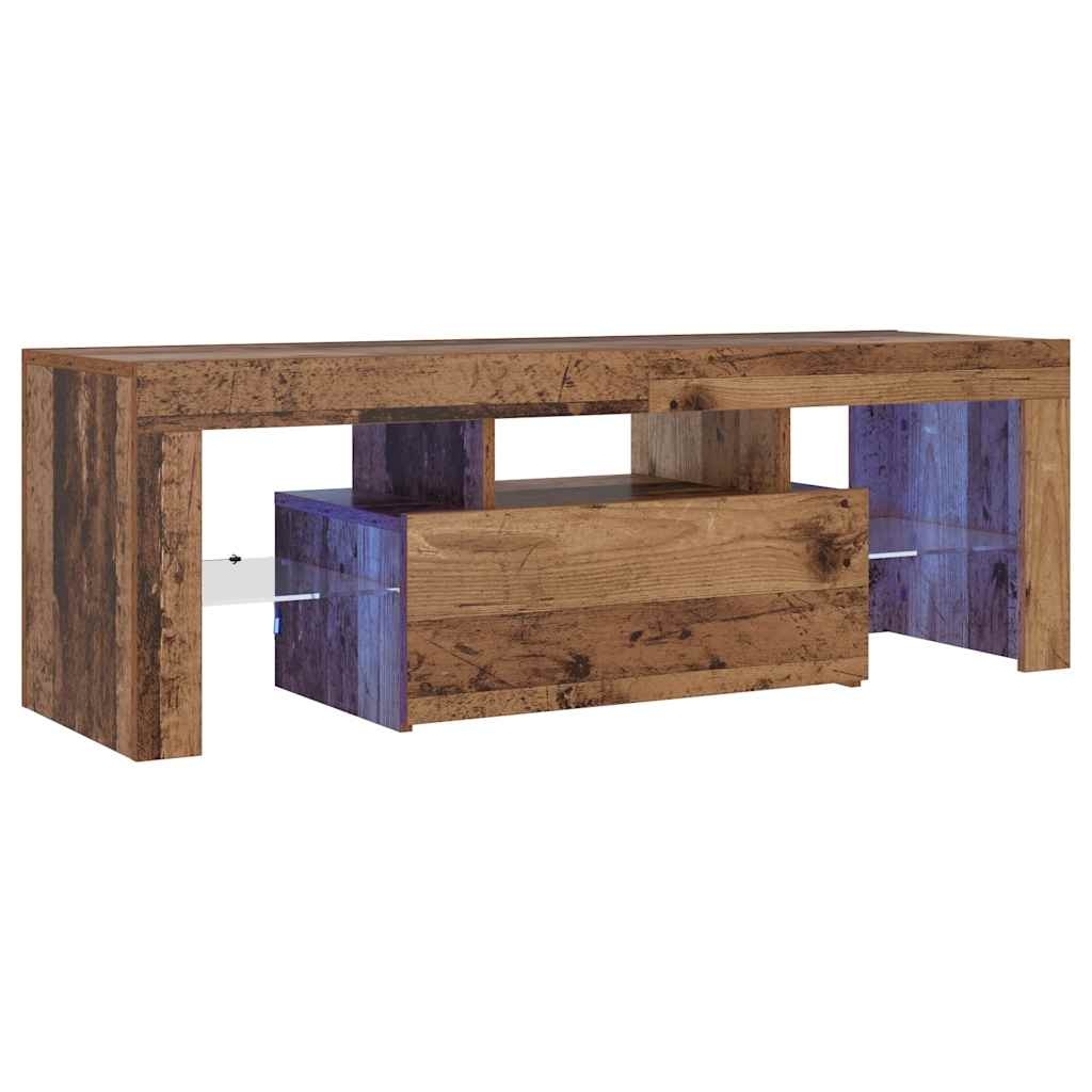 VidaXL Tv-meubel met LED 120x36,5x40 cm bewerkt hout oud hout