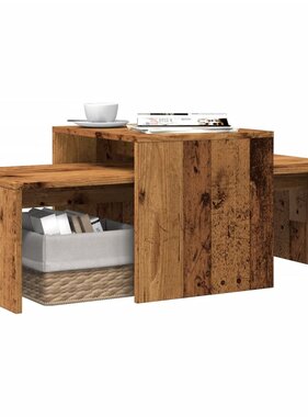 VidaXL Salontafelset 100x48x40 cm bewerkt hout oud houtkleurig