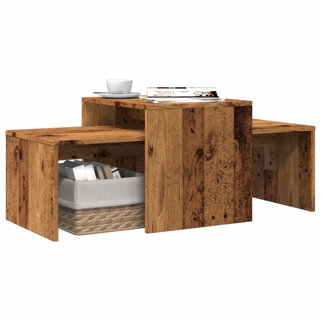 VidaXL Salontafelset 100x48x40 cm bewerkt hout oud houtkleurig