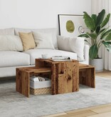 VidaXL Salontafelset 100x48x40 cm bewerkt hout oud houtkleurig
