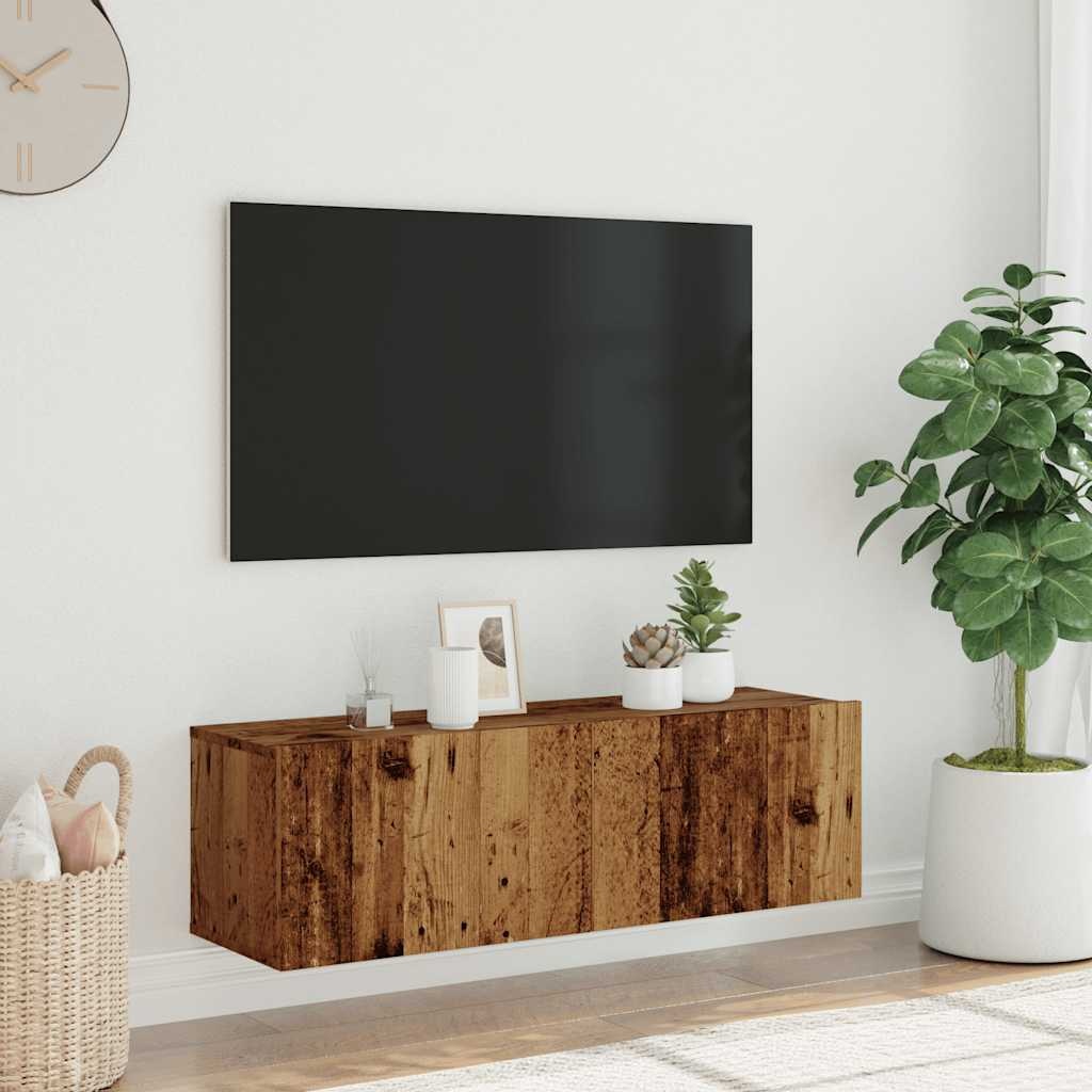 VidaXL Tv-wandmeubel 100x30x30 cm bewerkt hout oud houtkleurig