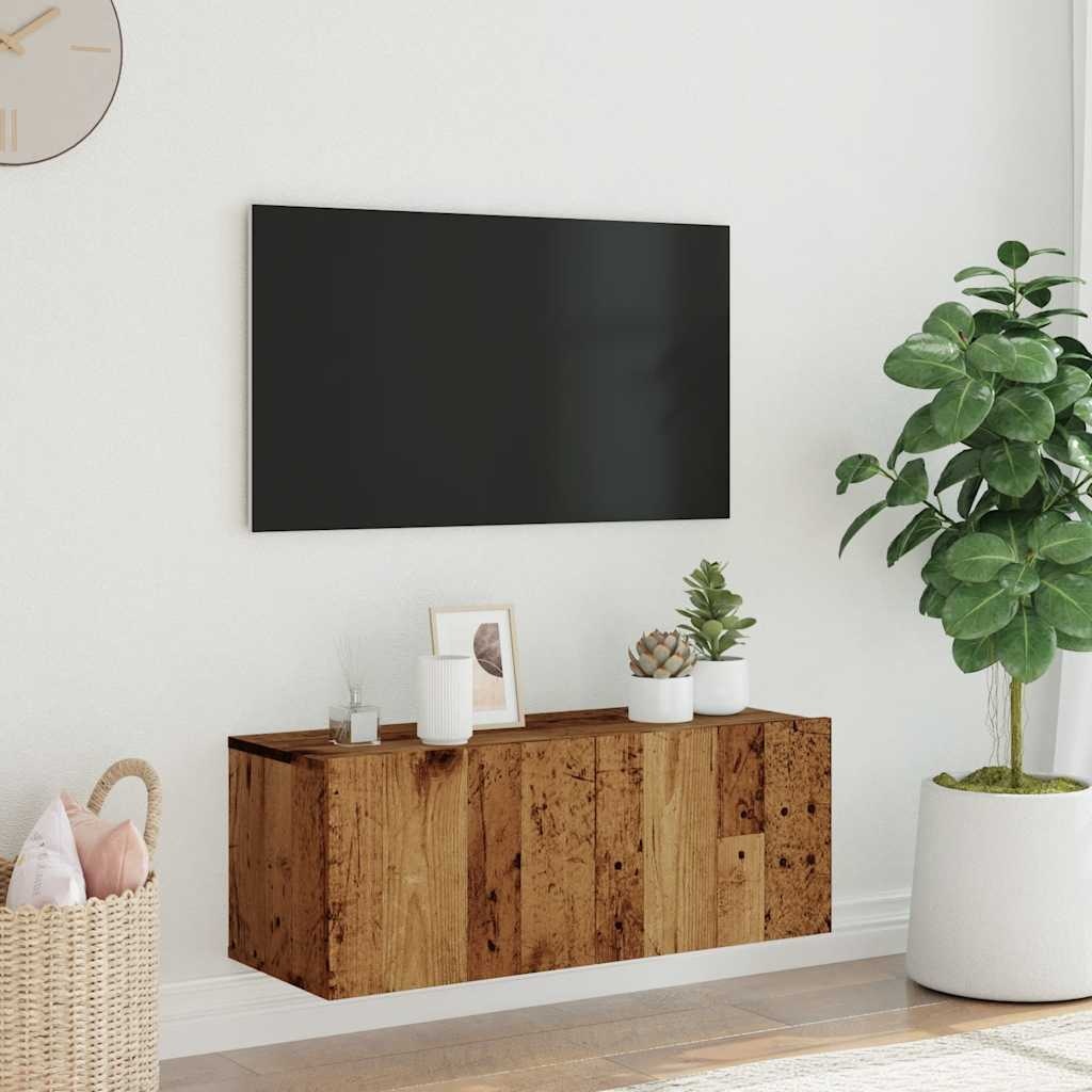 VidaXL Tv-wandmeubel 80x30x30 cm bewerkt hout oud houtkleurig