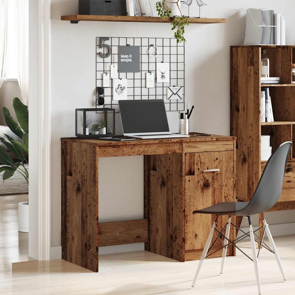 VidaXL Bureau 100x50x76 cm bewerkt hout oud houtkleurig