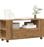 VidaXL Tv-meubel met wielen 102x34,5x43 cm hout artisanaal eiken
