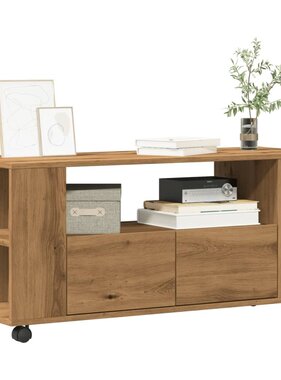 VidaXL Tv-meubel met wielen 102x34,5x43 cm hout artisanaal eiken