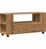 VidaXL Tv-meubel met wielen 102x34,5x43 cm hout artisanaal eiken