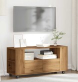 VidaXL Tv-meubel met wielen 102x34,5x43 cm hout artisanaal eiken