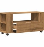 VidaXL Tv-meubel met wielen 102x34,5x43 cm hout artisanaal eiken