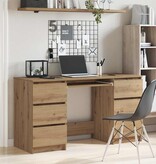 VidaXL Bureau 140x50x77 cm bewerkt hout artisanaal eikenkleur