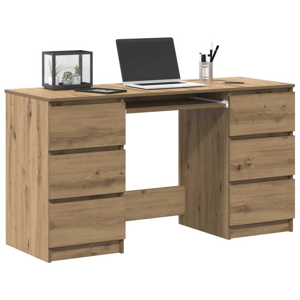 VidaXL Bureau 140x50x77 cm bewerkt hout artisanaal eikenkleur