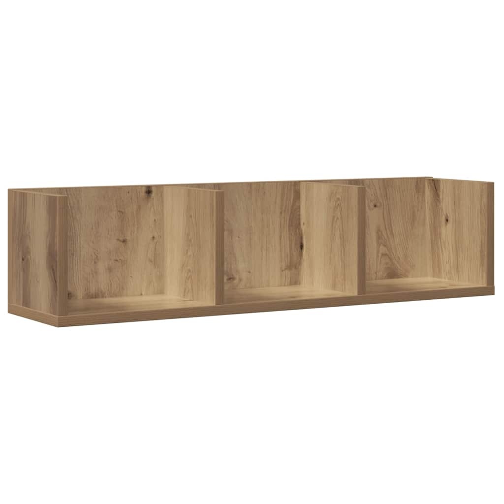 VidaXL CD-wandschap 75x18x18 cm bewerkt hout artisanaal eikenkleurig