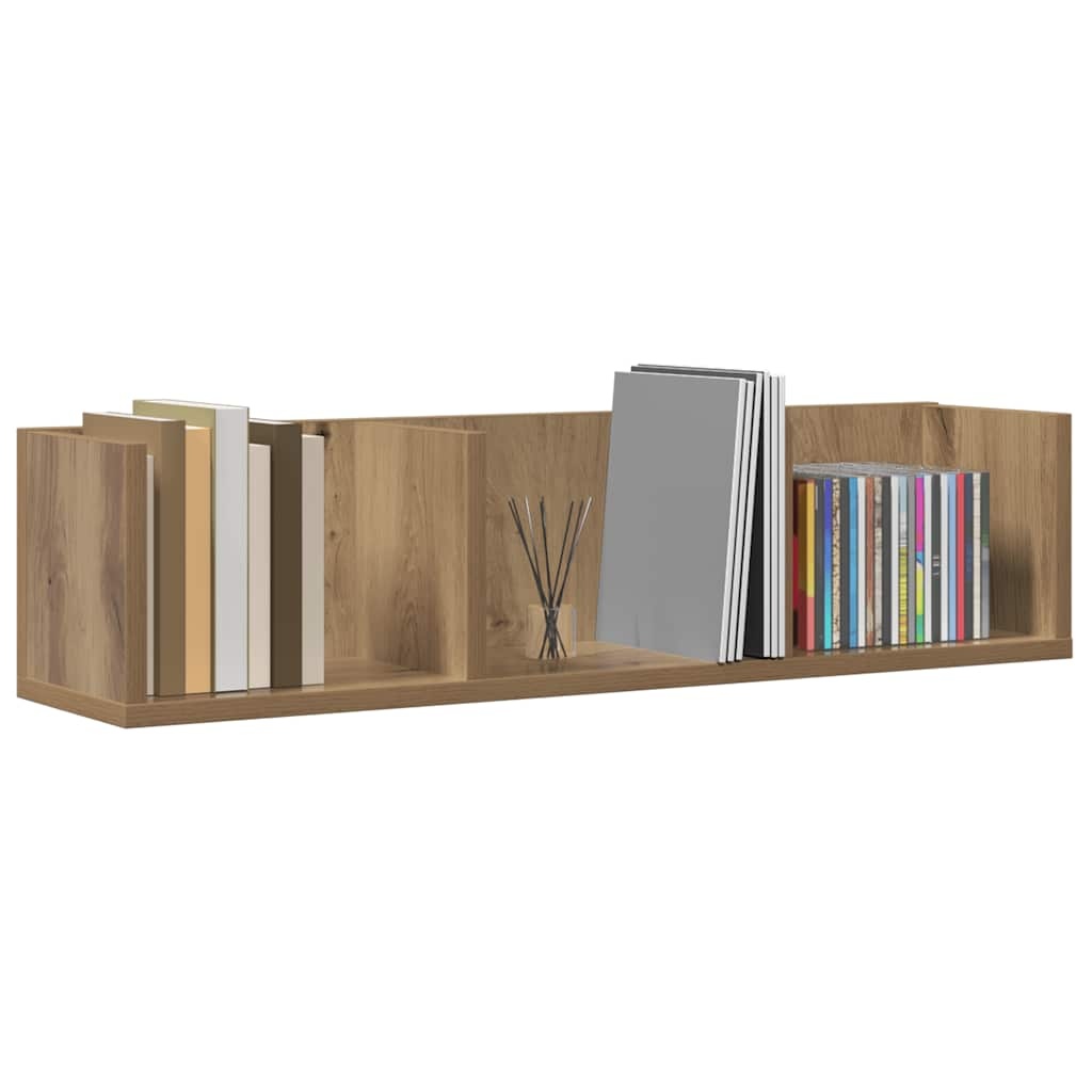 VidaXL CD-wandschap 75x18x18 cm bewerkt hout artisanaal eikenkleurig