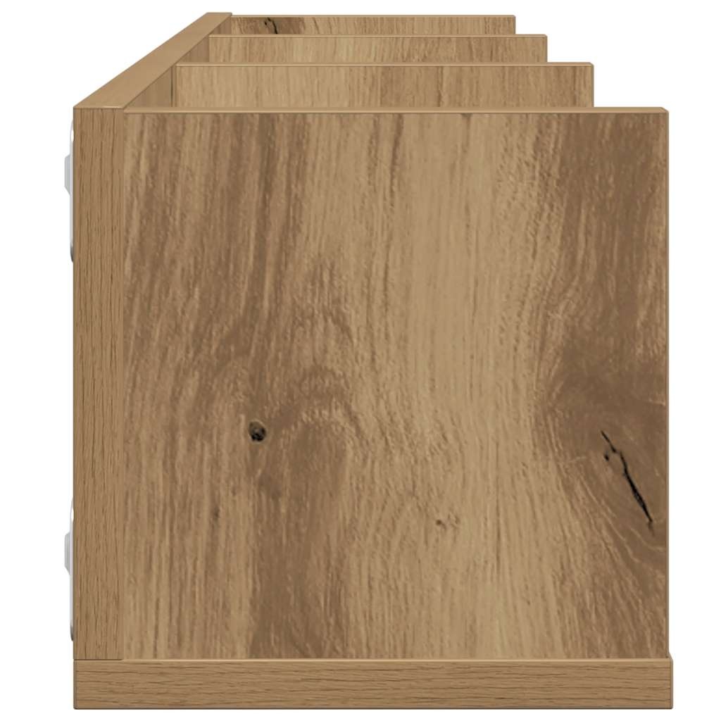 VidaXL CD-wandschap 75x18x18 cm bewerkt hout artisanaal eikenkleurig