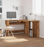 VidaXL Hoekbureau 120x140x75 cm bewerkt hout oud houtkleurig