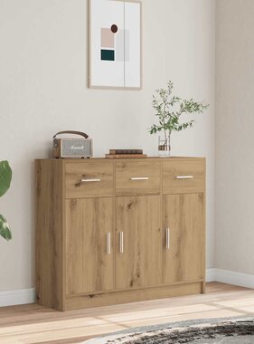 VidaXL Dressoir 91x28x75 cm bewerkt hout artisanaal eikenkleur