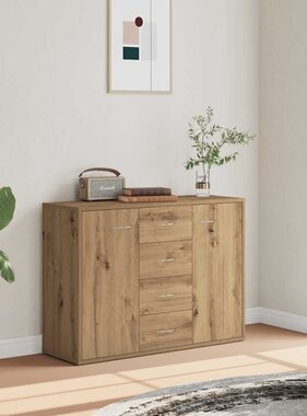 VidaXL Dressoir 88x30x64 cm bewerkt hout artisanaal eikenkleur
