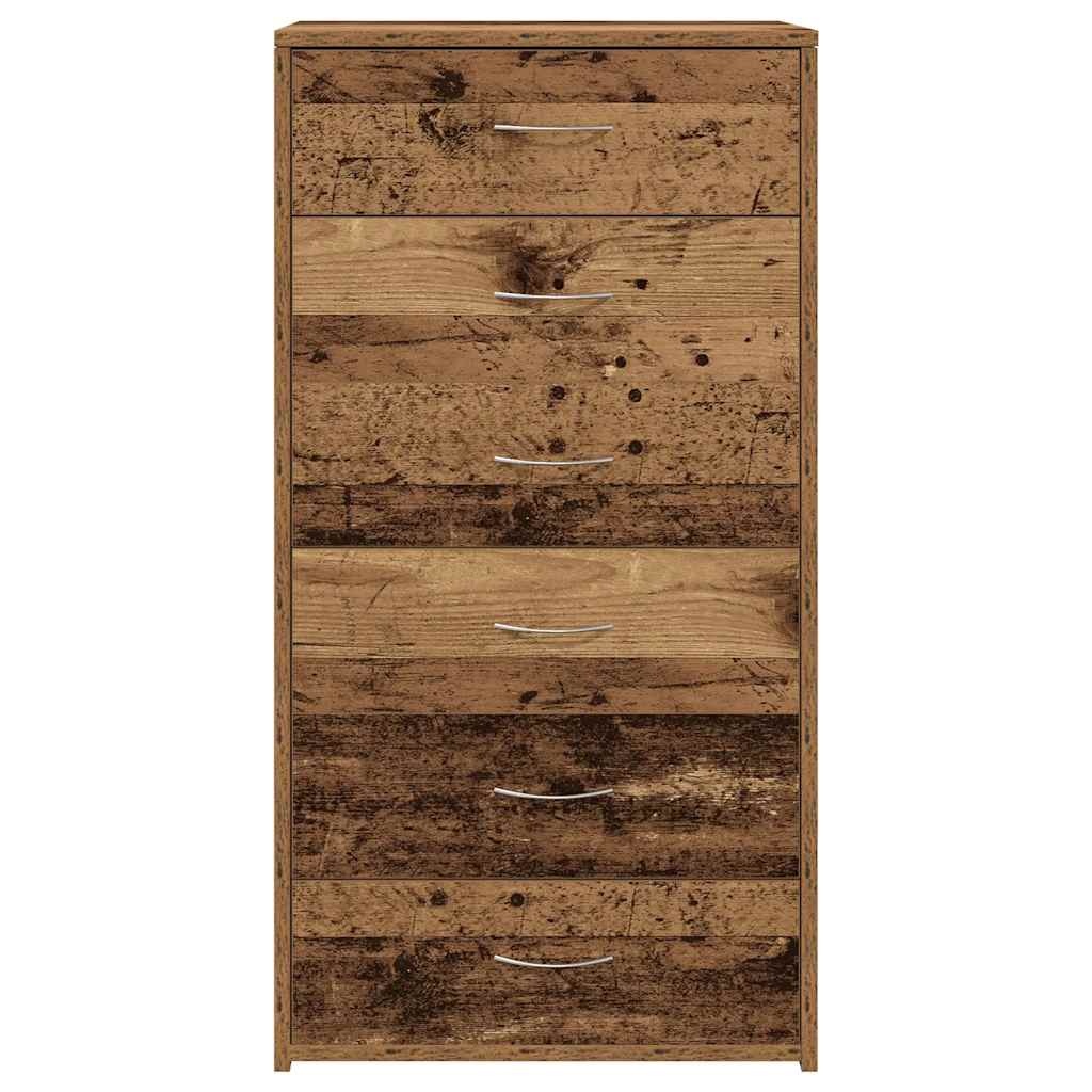 VidaXL Dressoir met 6 lades 50x34x96 cm bewerkt hout oud houtkleurig
