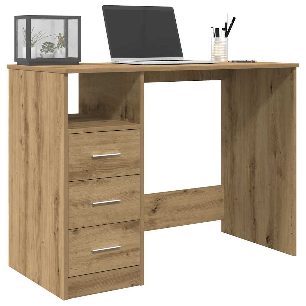 VidaXL Bureau 102x76x50 cm bewerkt hout artisanaal eikenkleur