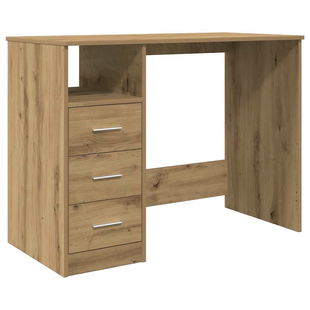VidaXL Bureau 102x76x50 cm bewerkt hout artisanaal eikenkleur