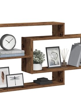 VidaXL Wandschap 104x20x58,5 cm bewerkt hout oud houtkleurig