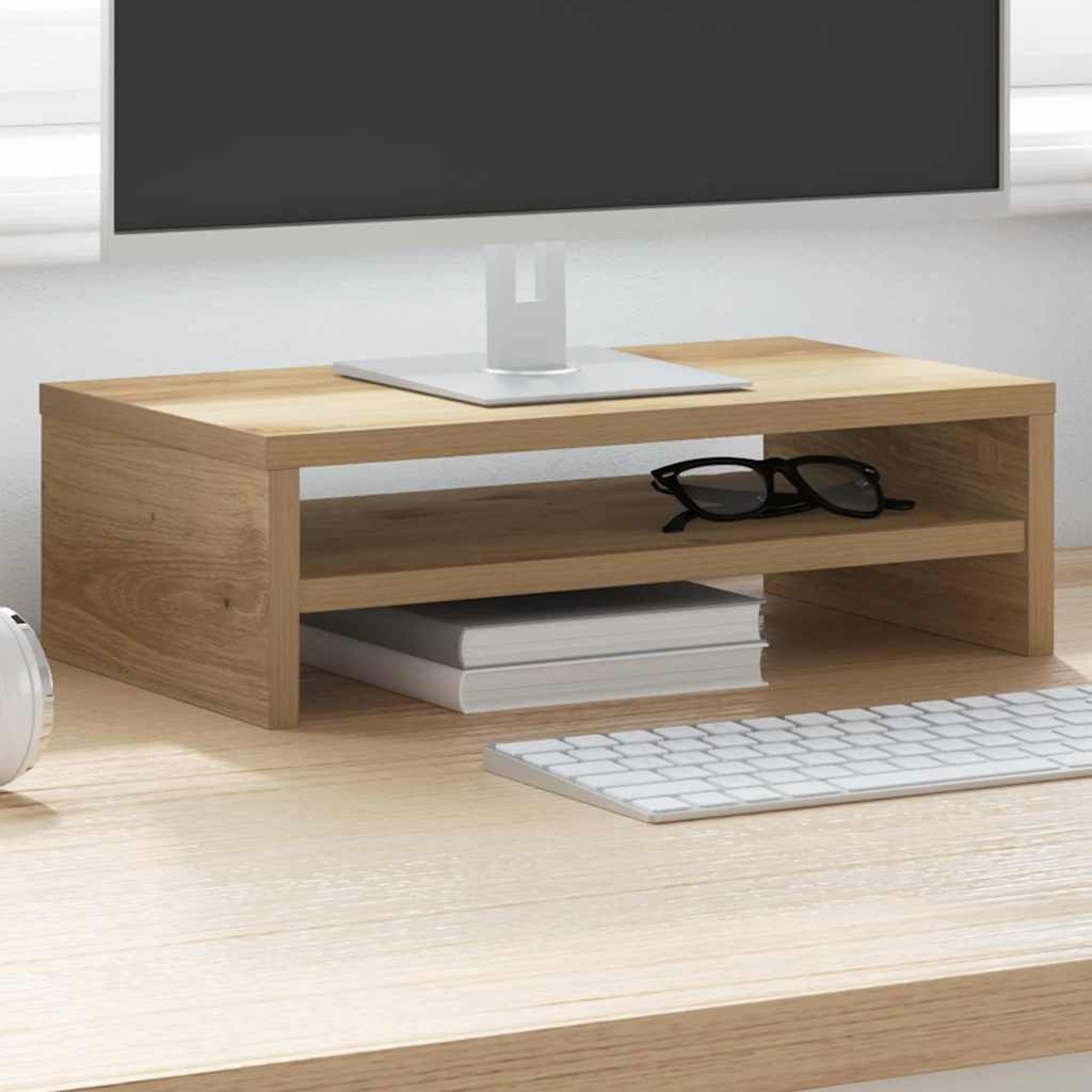 VidaXL Monitorstandaard 42x24x13 cm bewerkt hout artisanaal eikenkleur