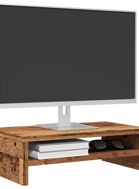 VidaXL Monitorstandaard 42x24x13 cm bewerkt hout oud houtkleurig